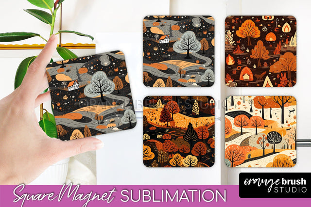 Fall Magnet Sublimation - Autumn Forest Magnet Designs Sublimation OrangeBrushStudio 