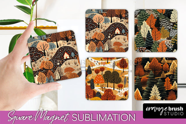 Fall Magnet Sublimation - Autumn Forest Magnet Designs Sublimation OrangeBrushStudio 