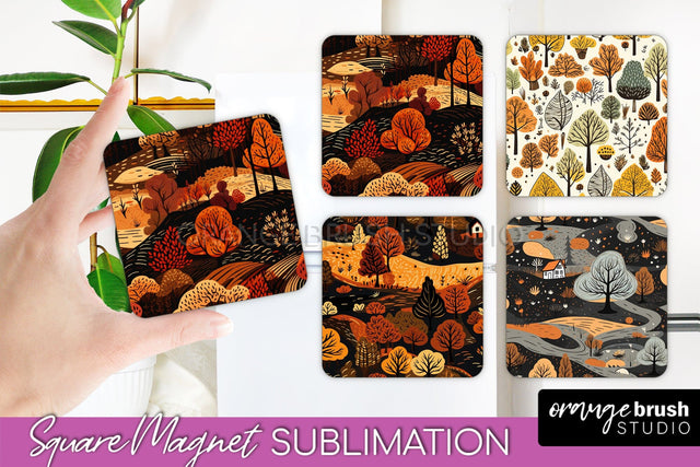 Fall Magnet Sublimation - Autumn Forest Magnet Designs Sublimation OrangeBrushStudio 