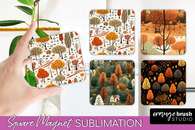 Fall Magnet Sublimation - Autumn Forest Magnet Designs Sublimation OrangeBrushStudio 