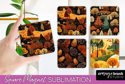 Fall Magnet Sublimation - Autumn Forest Magnet Designs Sublimation OrangeBrushStudio 