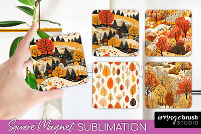 Fall Magnet Sublimation - Autumn Forest Magnet Designs Sublimation OrangeBrushStudio 