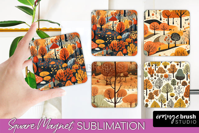 Fall Magnet Sublimation - Autumn Forest Magnet Designs Sublimation OrangeBrushStudio 