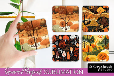 Fall Magnet Sublimation - Autumn Forest Magnet Designs Sublimation OrangeBrushStudio 