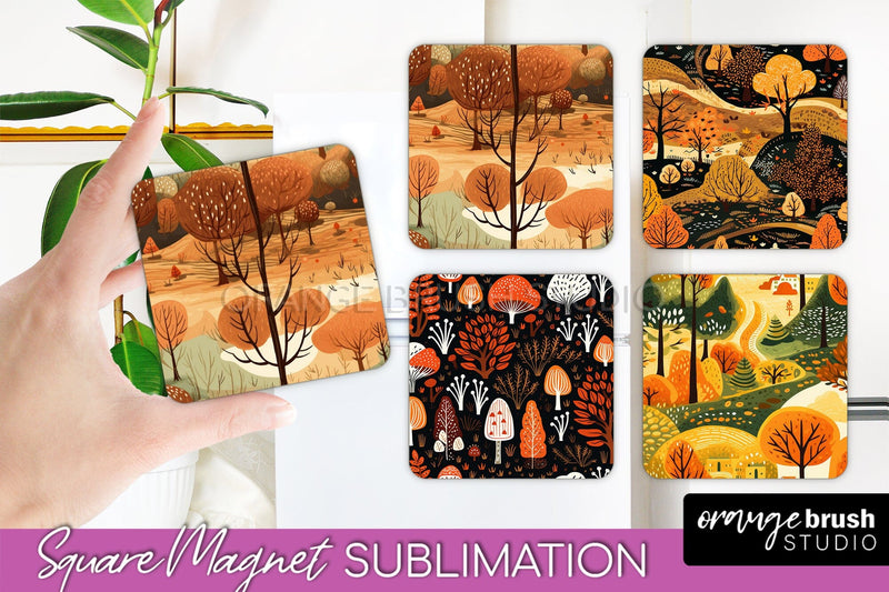 Fall Magnet Sublimation - Autumn Forest Magnet Designs Sublimation OrangeBrushStudio 