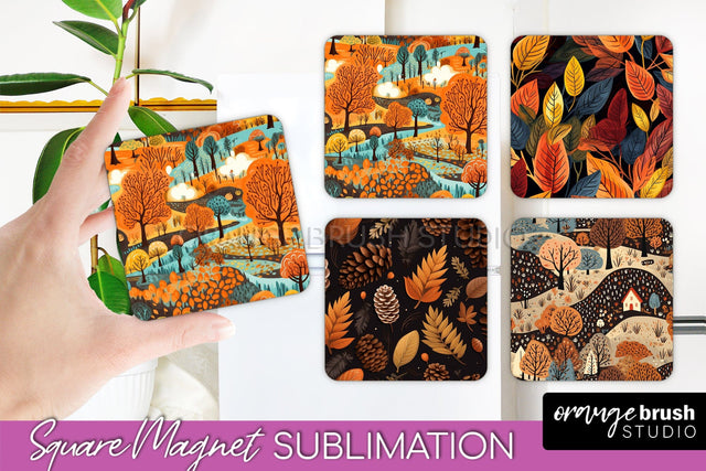 Fall Magnet Sublimation - Autumn Forest Magnet Designs Sublimation OrangeBrushStudio 