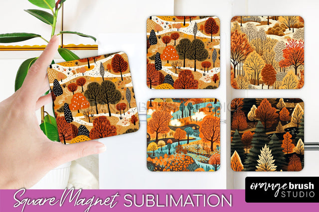 Fall Magnet Sublimation - Autumn Forest Magnet Designs Sublimation OrangeBrushStudio 