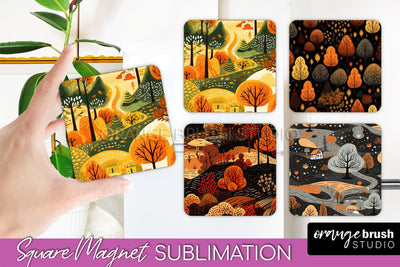 Fall Magnet Sublimation - Autumn Forest Magnet Designs Sublimation OrangeBrushStudio 