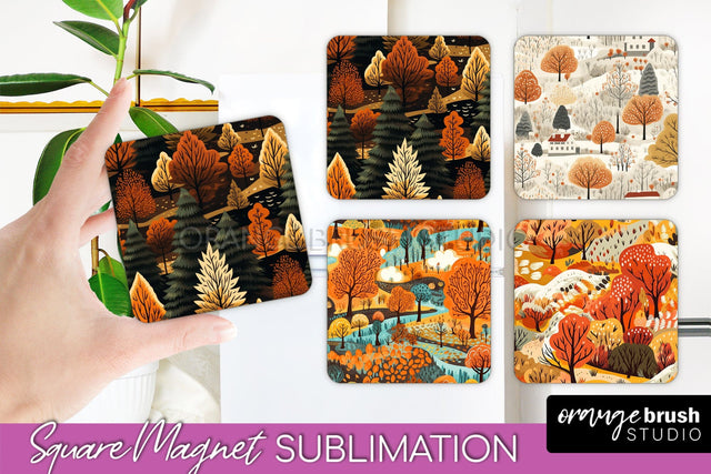Fall Magnet Sublimation - Autumn Forest Magnet Designs Sublimation OrangeBrushStudio 