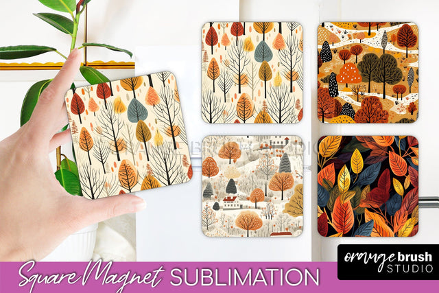 Fall Magnet Sublimation - Autumn Forest Magnet Designs Sublimation OrangeBrushStudio 