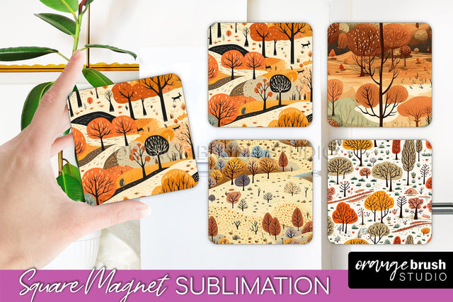 Fall Magnet Sublimation - Autumn Forest Magnet Designs Sublimation OrangeBrushStudio 