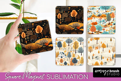 Fall Magnet Sublimation - Autumn Forest Magnet Designs Sublimation OrangeBrushStudio 