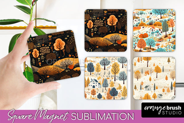 Fall Magnet Sublimation - Autumn Forest Magnet Designs Sublimation OrangeBrushStudio 