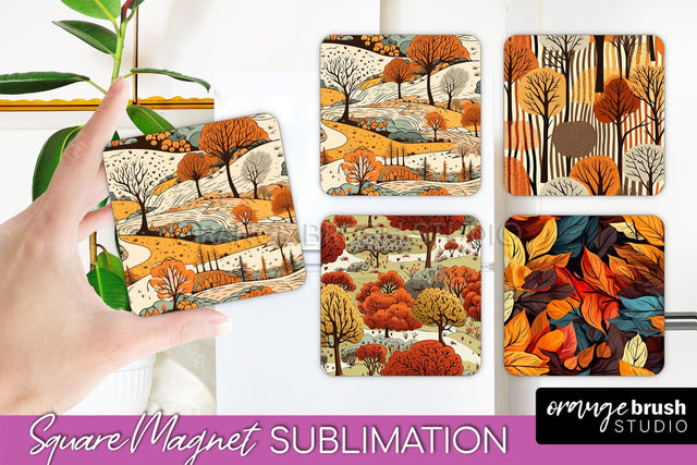 Fall Magnet Sublimation - Autumn Forest Magnet Designs Sublimation OrangeBrushStudio 