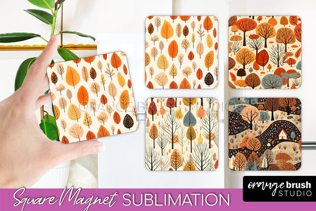 Fall Magnet Sublimation - Autumn Forest Magnet Designs Sublimation OrangeBrushStudio 