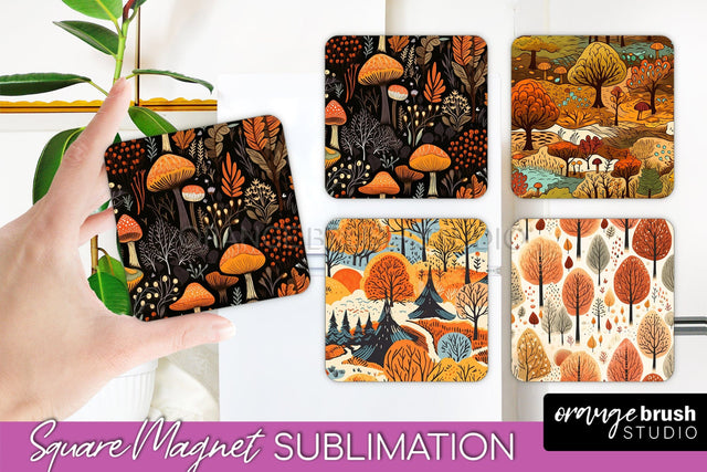 Fall Magnet Sublimation - Autumn Forest Magnet Designs Sublimation OrangeBrushStudio 