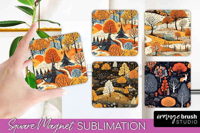Fall Magnet Sublimation - Autumn Forest Magnet Designs Sublimation OrangeBrushStudio 