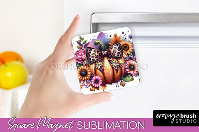 Fall Magnet Sublimation - Pumpkin Coquette Magnet PNG Design Sublimation OrangeBrushStudio 