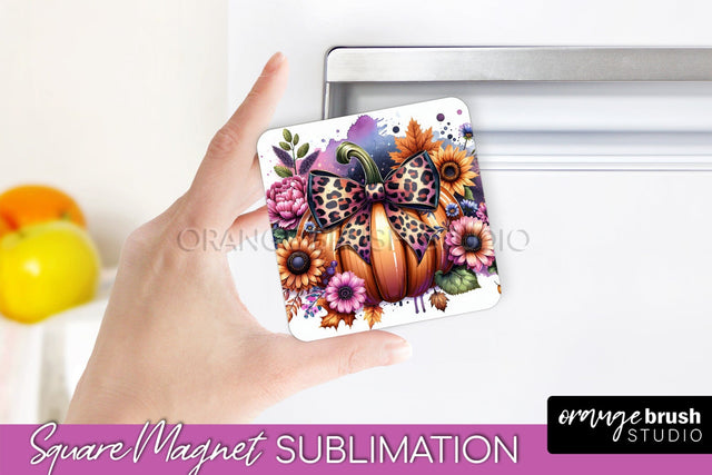 Fall Magnet Sublimation - Pumpkin Coquette Magnet PNG Design Sublimation OrangeBrushStudio 