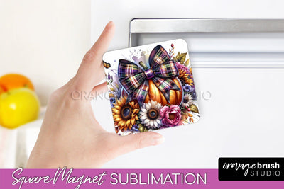 Fall Magnet Sublimation - Pumpkin Coquette Magnet PNG Design Sublimation OrangeBrushStudio 
