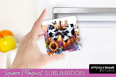 Fall Magnet Sublimation - Pumpkin Coquette Magnet PNG Design Sublimation OrangeBrushStudio 
