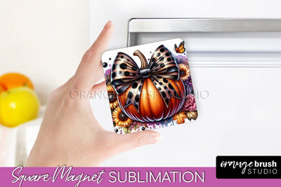 Fall Magnet Sublimation - Pumpkin Coquette Magnet PNG Design Sublimation OrangeBrushStudio 