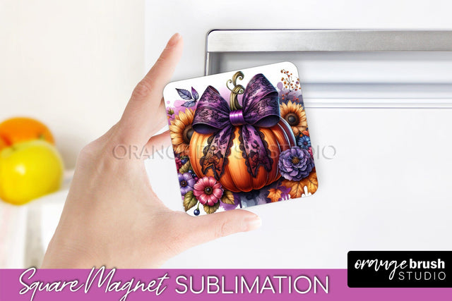 Fall Magnet Sublimation - Pumpkin Coquette Magnet PNG Design Sublimation OrangeBrushStudio 