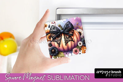 Fall Magnet Sublimation - Pumpkin Coquette Magnet PNG Design Sublimation OrangeBrushStudio 