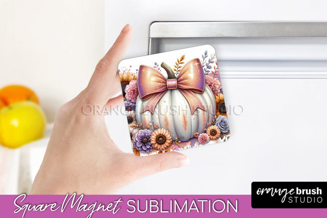 Fall Magnet Sublimation - Pumpkin Coquette Magnet PNG Design Sublimation OrangeBrushStudio 
