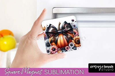 Fall Magnet Sublimation - Pumpkin Coquette Magnet PNG Design Sublimation OrangeBrushStudio 