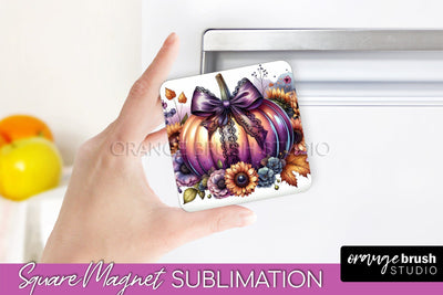 Fall Magnet Sublimation - Pumpkin Coquette Magnet PNG Design Sublimation OrangeBrushStudio 