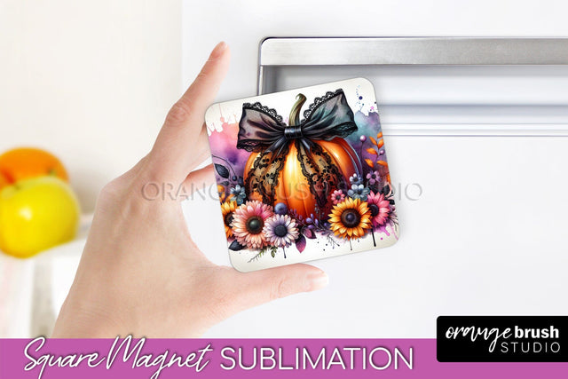 Fall Magnet Sublimation - Pumpkin Coquette Magnet PNG Design Sublimation OrangeBrushStudio 