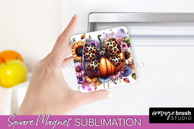 Fall Magnet Sublimation - Pumpkin Coquette Magnet PNG Design Sublimation OrangeBrushStudio 