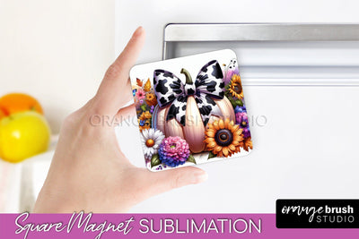 Fall Magnet Sublimation - Pumpkin Coquette Magnet PNG Design Sublimation OrangeBrushStudio 