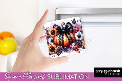 Fall Magnet Sublimation - Pumpkin Coquette Magnet PNG Design Sublimation OrangeBrushStudio 