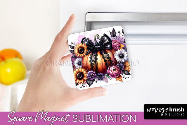 Fall Magnet Sublimation - Pumpkin Coquette Magnet PNG Design Sublimation OrangeBrushStudio 