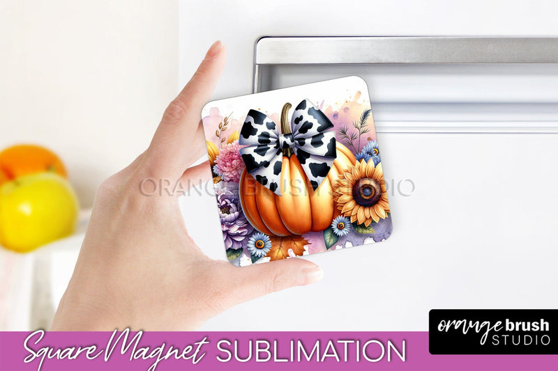Fall Magnet Sublimation - Pumpkin Coquette Magnet PNG Design Sublimation OrangeBrushStudio 