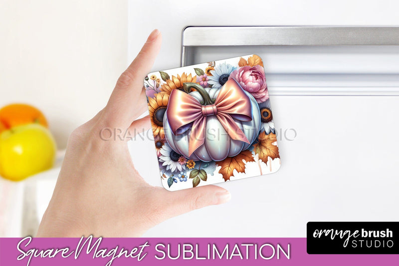 Fall Magnet Sublimation - Pumpkin Coquette Magnet PNG Design Sublimation OrangeBrushStudio 