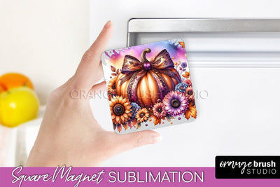 Fall Magnet Sublimation - Pumpkin Coquette Magnet PNG Design Sublimation OrangeBrushStudio 