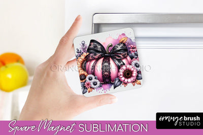 Fall Magnet Sublimation - Pumpkin Coquette Magnet PNG Design Sublimation OrangeBrushStudio 