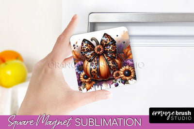 Fall Magnet Sublimation - Pumpkin Coquette Magnet PNG Design Sublimation OrangeBrushStudio 