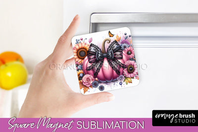 Fall Magnet Sublimation - Pumpkin Coquette Magnet PNG Design Sublimation OrangeBrushStudio 
