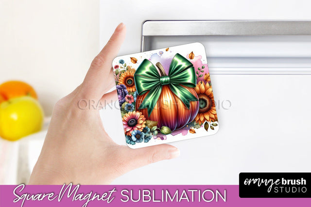 Fall Magnet Sublimation - Pumpkin Coquette Magnet PNG Design Sublimation OrangeBrushStudio 