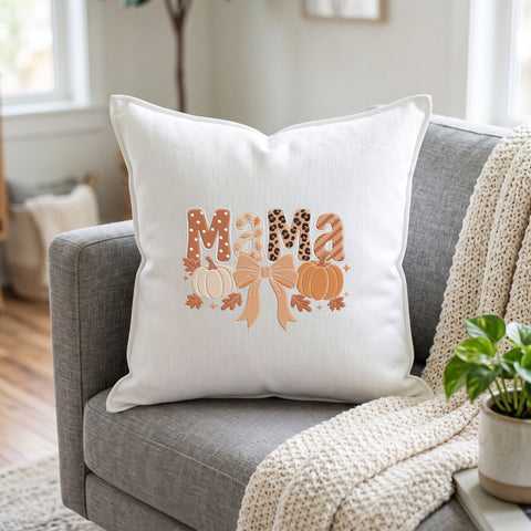Fall Mama Embroidery Design – Leopard Print Mama Pumpkin Bow Autumn Machine Embroidery File Embroidery/Applique DESIGNS PatternFeed8 