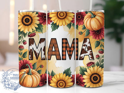 Fall Mama Pumpkin Cowhide Tumbler, Cowhide Pumpkin Wrap, Sunflower Plaid Design, 20oz Sublimation Wrap, Rustic Farmhouse Drinkware, Autumn Harvest Tumbler, Country Western Wrap Sublimation ToriDesigns 