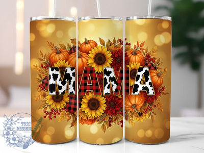 Fall Mama Pumpkin Cowhide Tumbler, Cowhide Pumpkin Wrap, Sunflower Plaid Design, 20oz Sublimation Wrap, Rustic Farmhouse Drinkware, Autumn Harvest Tumbler, Country Western Wrap Sublimation ToriDesigns 