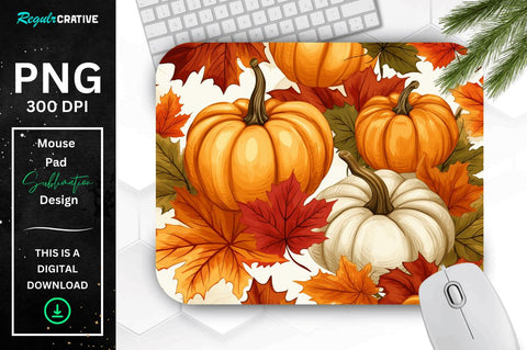 Fall Maple Leaves and Pumpkins Pattern Mouse pad Bundle Sublimation Regulrcrative 