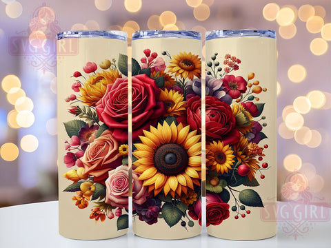 Fall Maroon and Yellow Flowers 20oz Tumbler Wrap Sublimation Design, Straight Tapered Tumbler Wrap, Autumn Flowers Tumbler Png, Instant Digital Download Sublimation SvggirlplusArt 