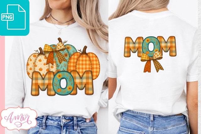 Fall Mom sublimation PNG, Fall shirt front and back PNG Sublimation Amorclipart 