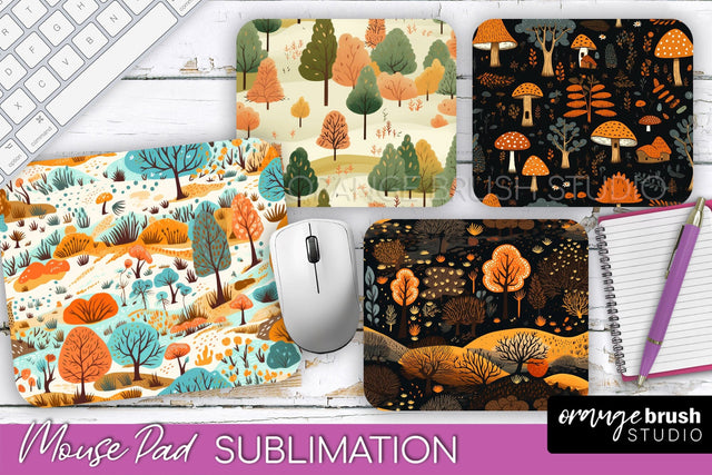 Fall Mouse Pad Designs - Autumn Forest Mousepad Sublimation Sublimation OrangeBrushStudio 